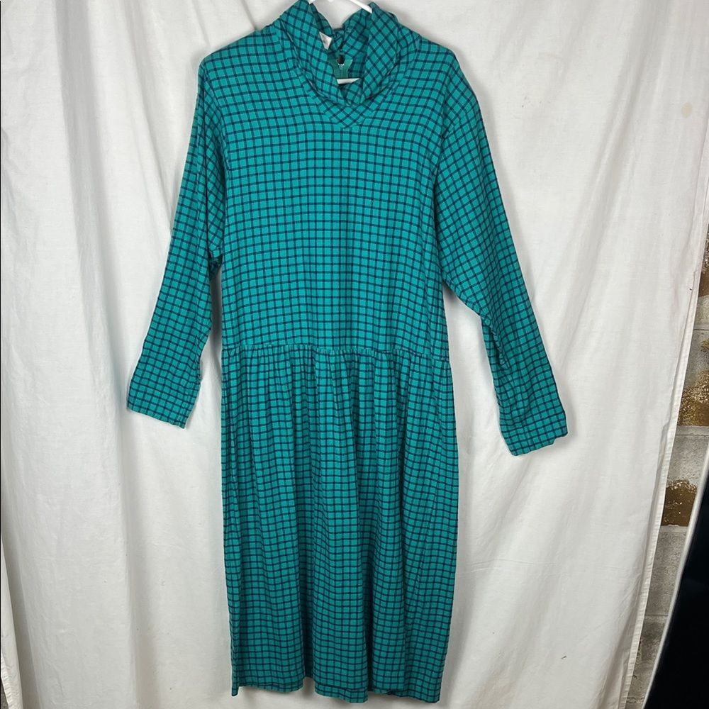 VTG Cambridge Dry Goods Long Sleeve Blue Gingham Long Sleeve Shirt Dress